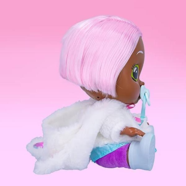Cry Babies Dressy Pearly - 12" Baby Doll | Blue Dress, White Fluffy Jacket with Animal Ears, for Girls and Kids 18M and Up