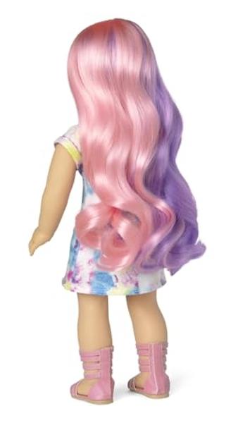 American Girl Truly Me 18-inch Doll #116 with Blue Eyes, Purple-and-Pink Hair, Light Skin, Tie Dye T-shirt Dress, For Ages 6+