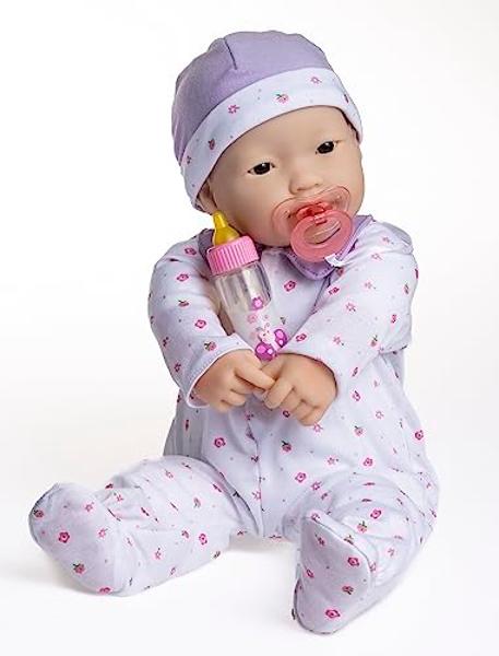 JC Toys - La Baby | Asian 20-inch Large Soft Body Baby Doll | Washable | Removable Purple Outfit w/ Hat and Pacifier | For Children 2 Years +