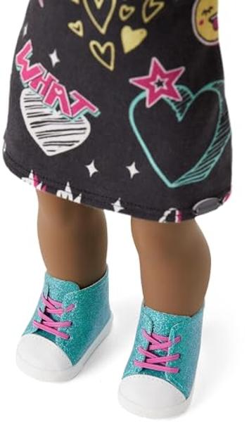 American Girl Truly Me 18-inch Doll #112 with Brown Eyes, Dark-Brown Hair, Deep Skin, Black T-shirt Dress, For Ages 6+