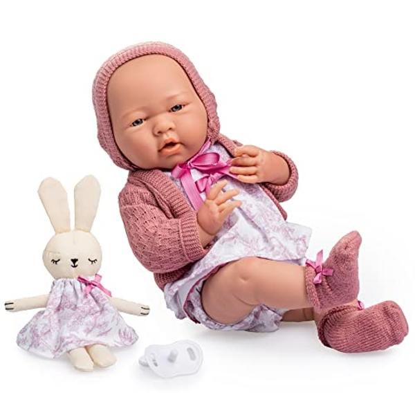Cry Babies Dressy Pearly - 12" Baby Doll | Blue Dress, White Fluffy Jacket with Animal Ears, for Girls and Kids 18M and Up