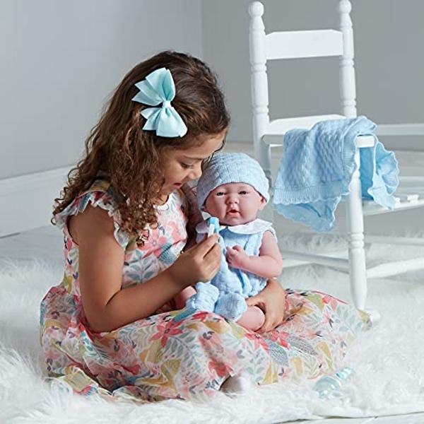 Anatomically Correct Real Boy Baby Doll | 15" All-Vinyl Baby Doll | JC Toys - La Newborn | Made in Spain | Comes With Blue Knit Outfit and Accessories | Designed by Berenguer | Age
