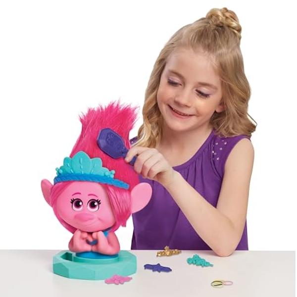DreamWorks Trolls Band Together Poppy Styling Head with Accessories, 11-pieces, Pink, Kids Toys for Ages 3 Up by Just Play