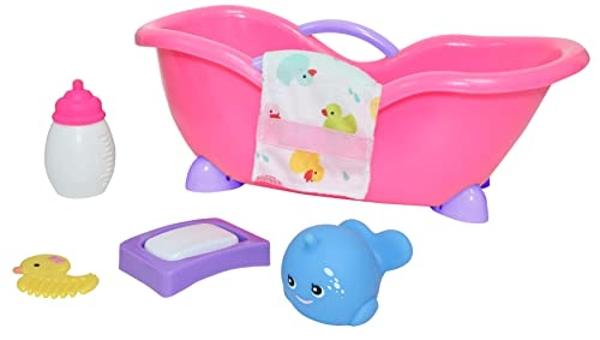 JC Toys Lil Cutesies 9" All Vinyl Baby Doll Bath Time Gift Set| Posable and Washable | Removable Outfit | Baby Bath and Accessories Ages 2+