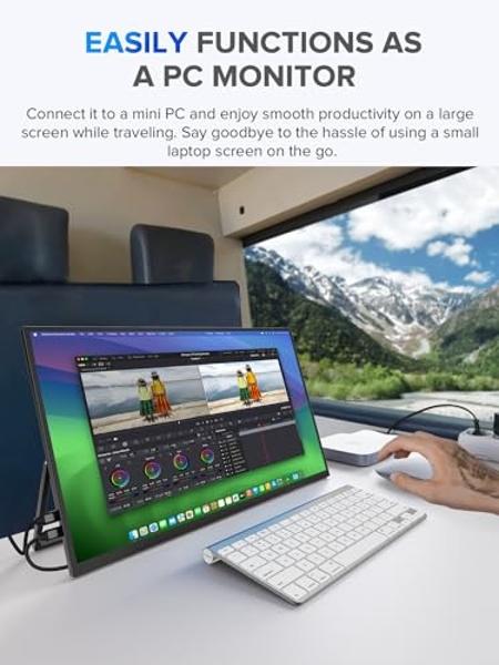 UPERFECT 22" 2K Portable Monitor w/VESA & 180°Adjustable Stand, 2560 * 1440 QHD FreeSync IPS HDR Large Gaming Display, USB-C HDMI Travel Second Monitor for Laptop Switch Phone