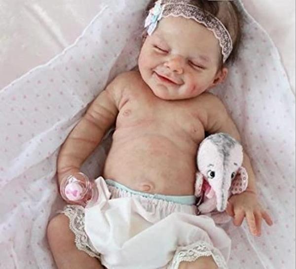 Zlgkjk Reborn Baby Dolls, 18" Realistic Newborn Dolls Girl with Soft Vinyl Silicone Full Body, Lifelike Sleeping for Girls, Doll Gift Set 3+ Year Old Kids