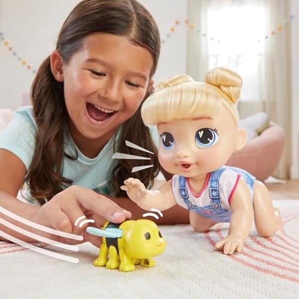 Baby Alive Crawl 'n Play Harper Hugs Electronic Crawling Baby Doll Set, Blonde Hair, Kids Toys for Girls & Boys 3 Years & Up, 10.75 Inches