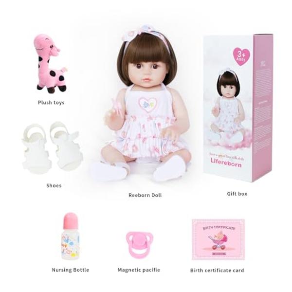 Lifelike Reborn Baby Dolls 18 Inch Realistic Newborn Baby Dolls Girl Handmade Real Life Toddler Dolls with Clothes for Kids Age 3+