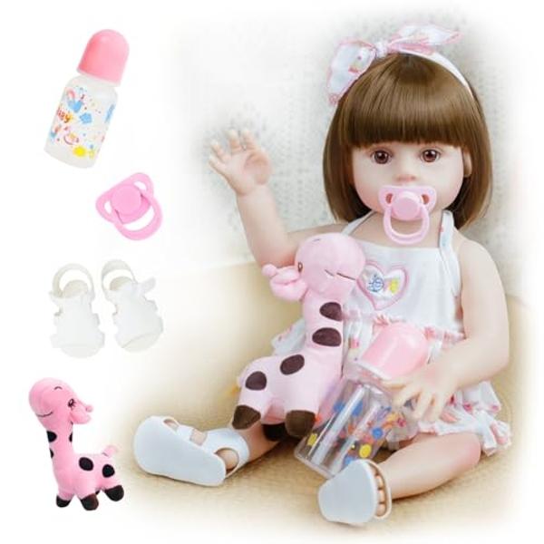 Lifelike Reborn Baby Dolls 18 Inch Realistic Newborn Baby Dolls Girl Handmade Real Life Toddler Dolls with Clothes for Kids Age 3+