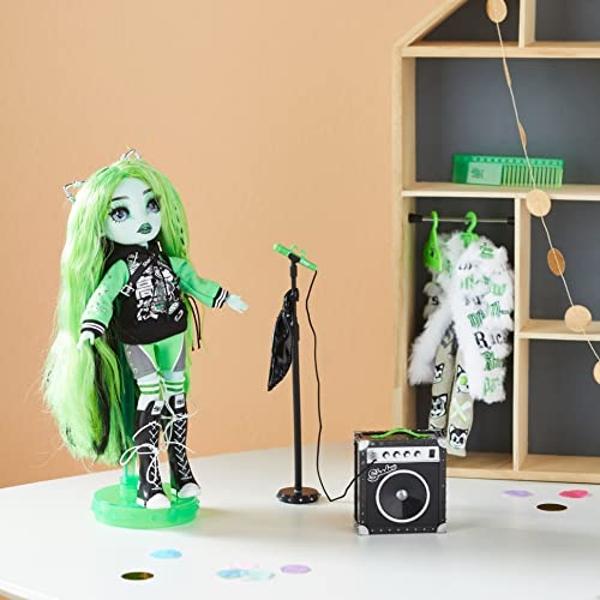 Rainbow Vision Shadow High Neon Shadow- Harley Limestone (Neon Green) Posable Fashion Doll. 2 Designer Outfits to Mix & Match, Rock Band Accessories Playset, Great Toy Gift Kids 6-