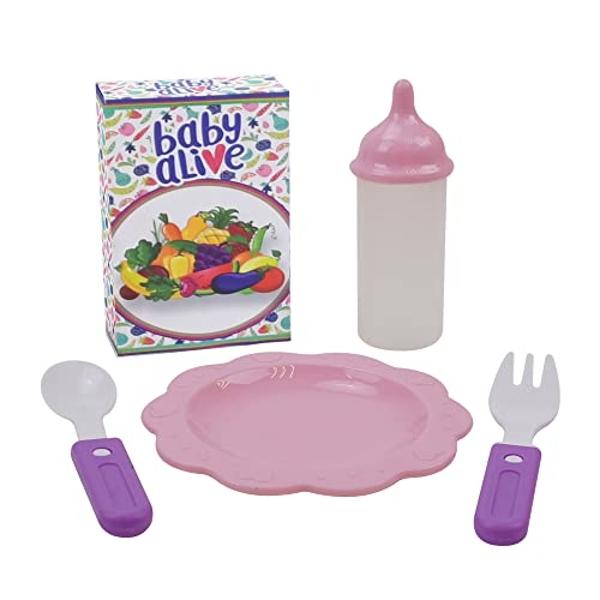 Baby Alive 509 Crew Doll High Chair Set - Pink & Rainbow - 6 Pieces, Fits Dolls Up to 24", Highchair w/Front Feeding Tray & 5 Feeding Accessories, Pretend Play for Kids Ages 3+