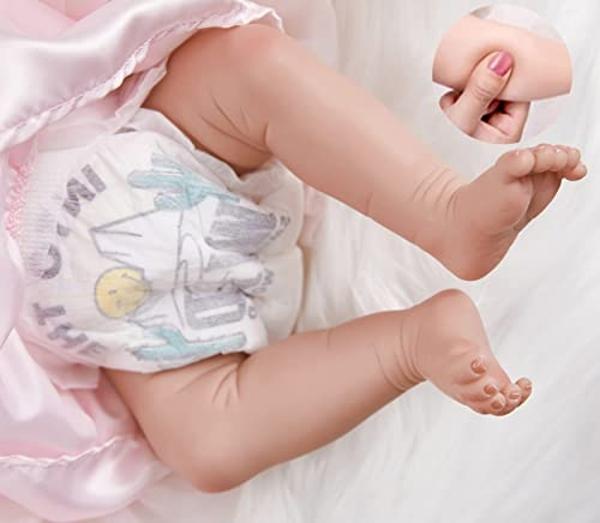 Zlgkjk Reborn Baby Dolls, 18" Realistic Newborn Dolls Girl with Soft Vinyl Silicone Full Body, Lifelike Sleeping for Girls, Doll Gift Set 3+ Year Old Kids