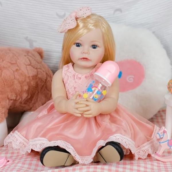 Lifelike Reborn Baby Dolls - 18-Inch Realistic Newborn Baby Dolls Girls Soft Vinyl Silicone Real Life Baby Doll with Doll Accessories & Gift Box for Kids Age 3+