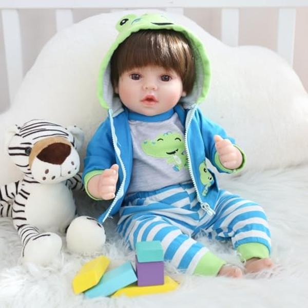 Baby Born My First Baby Doll Harper - Dark Brown Eyes: Realistic Soft-Bodied Baby Doll for Kids Ages 1 & Up, Eyes Open & Close, Baby Doll with Bottle