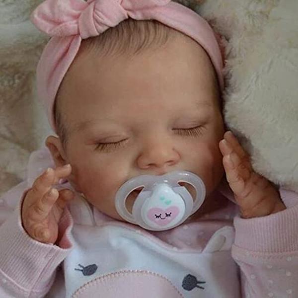 Zlgkjk Reborn Baby Dolls, 18" Realistic Newborn Dolls Girl with Soft Vinyl Silicone Full Body, Lifelike Sleeping for Girls, Doll Gift Set 3+ Year Old Kids