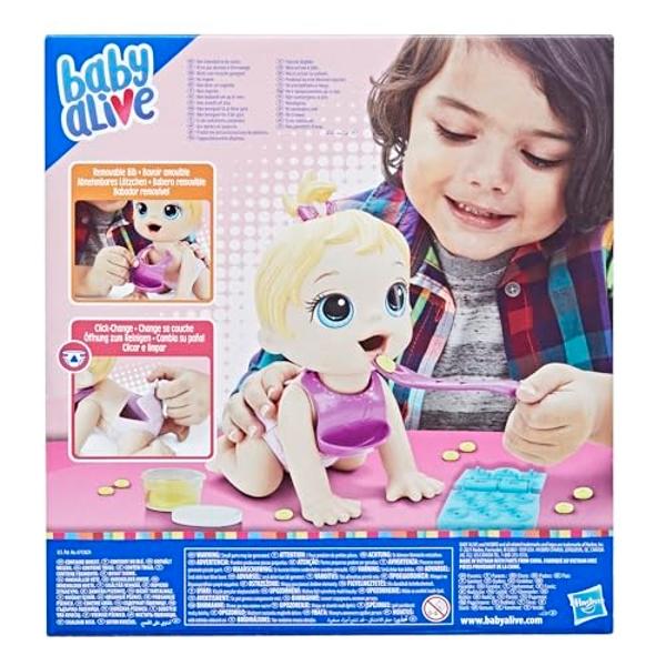 Baby Alive Lil Snacks Doll, Eats and Poops, 8-Inch Blonde-Haired Snack-Themed Doll for Kids 3 and Up