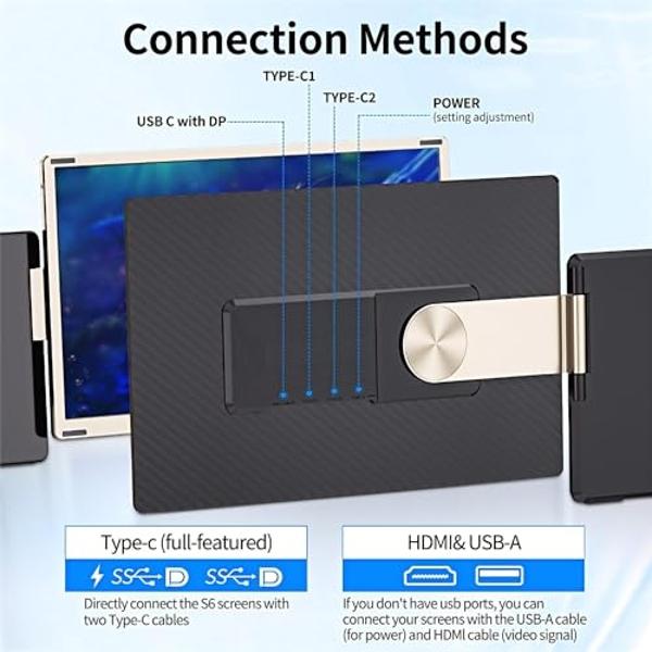 CIDETTY Laptop Screen Extender Portable, Detachable 15.6" FHD 1080P Portable Monitor for Laptop, Triple Laptop Monitor Extender compatiable with Windows, Mac, Android, Chrome, Swit