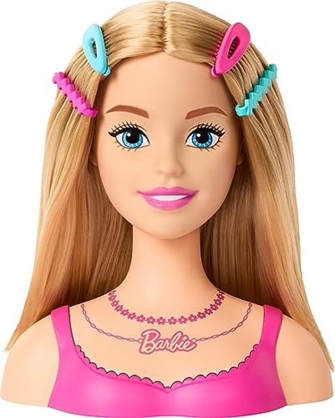 Barbie Doll Styling Head, Blond Hair with 20 Colorful Accessories, Doll Head for Hair Styling