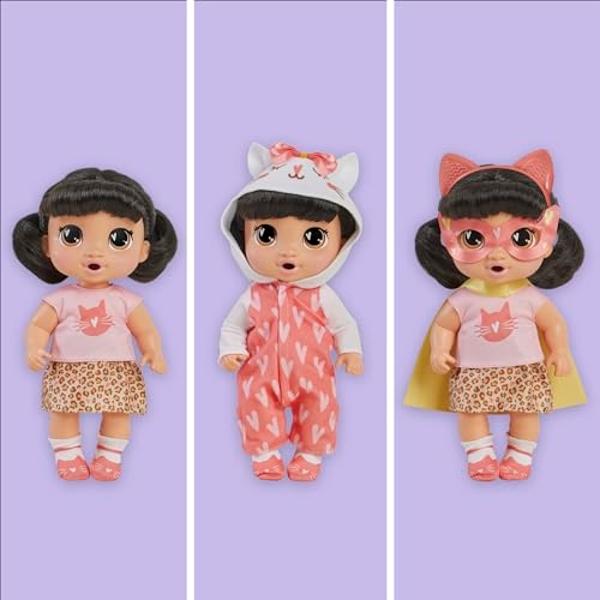Baby Alive Super BFF Katie Kat Black Hair Dress Up Baby Doll Playset, 11 Inches, Toys for 3 Year Old Girls & Boys & Up (Amazon Exclusive)