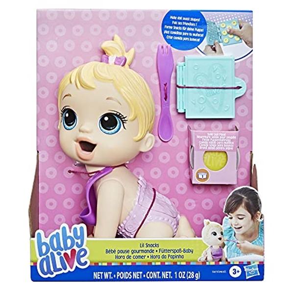 Baby Alive Lil Snacks Doll, Eats and Poops, 8-Inch Blonde-Haired Snack-Themed Doll for Kids 3 and Up