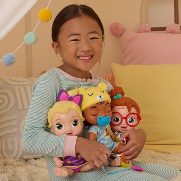 Baby Alive Lil Dreamer Snoozer Bear Sleepy Boy Baby Doll Set, Black Hair, Fun Sleepover Theme, Preschool Toys for Kids 3 Years & Up