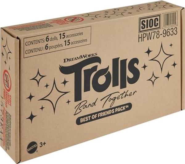 Mattel DreamWorks Trolls Band Together Toys, Best of Friends Pack with 5 Small Dolls & 2 Character Figures, Includes Queen Poppy Doll (Amazon Exclusive)