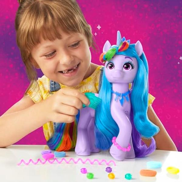 My Little Pony: Tell Your Tale Rainbow Styles Izzy Moonbow, Hair Styling Figure with Sounds, 9.5-inch Unicorn Toys for Girls and Boys Ages 4+