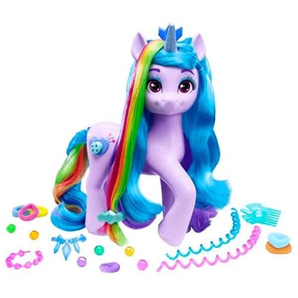 My Little Pony: Tell Your Tale Rainbow Styles Izzy Moonbow, Hair Styling Figure with Sounds, 9.5-inch Unicorn Toys for Girls and Boys Ages 4+