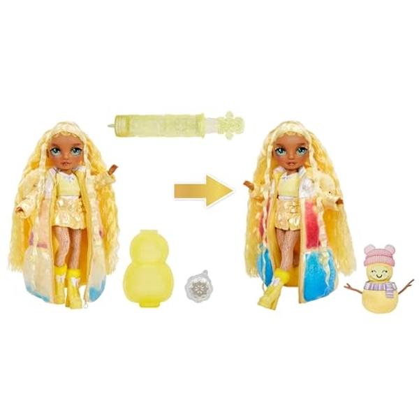 Rainbow High Winter Wonderland Sunny - Yellow 11” Fashion Doll with Magic Snow Hidden in Fashion That Puffs Up with Water, and Snowman Kit, Great Gift for Kids 4-12 Years Old
