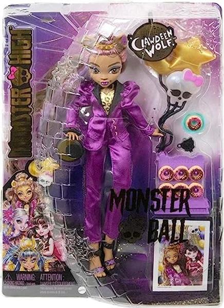 Monster High Doll, Clawdeen Wolf in Monster Ball Party Fashion with Themed Accessories Including Balloons