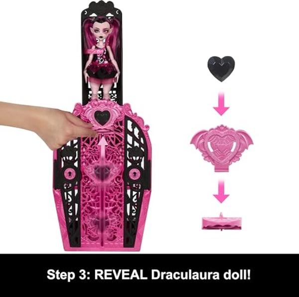 Monster High Skulltimate Secrets Doll & Accessories Set, Monster Mysteries Draculaura with Dress-Up Closet & 19+ Surprises Including Clothes