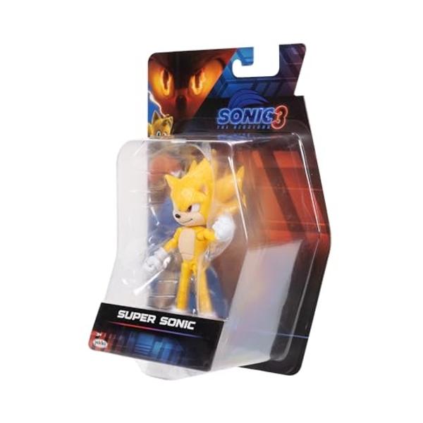 Sonic 3 Movie Action Figures - 5-Inch Super Sonic Collector Toy Figure, Highly Articulated for Boys & Girls - Officially Licensed 3 Movie Product