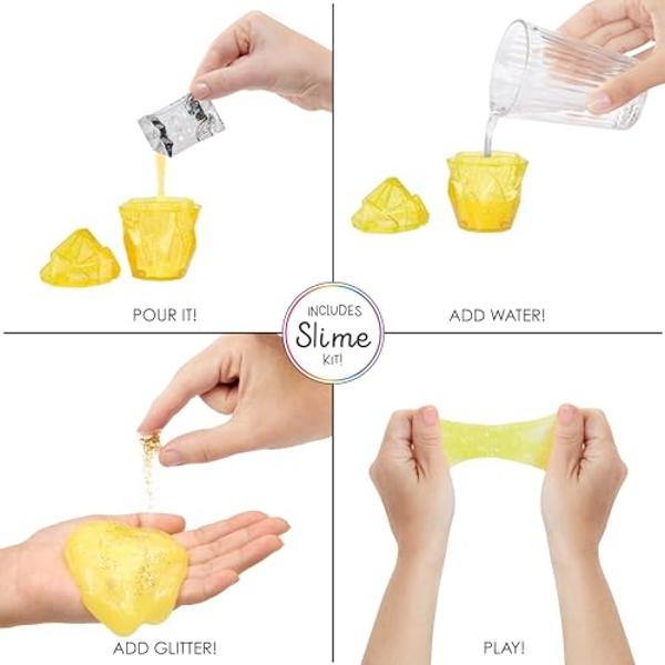 Rainbow High Sunny, Yellow with Slime Kit & Pet, Blonde 11" Shimmer Posable Fashion Doll with DIY Sparkle Slime, Magical Yeti Pet, Fun Play Accessories. Great Toy Gift for Girls Ki