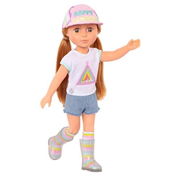 Glitter Girls – 14-Inch Doll Astrid – Poseable Arms & Legs – Light Red Hair & Hazel Eyes – Camping Outfit, Matching Cap, and Glitter Boots – 3 Years + – Astrid