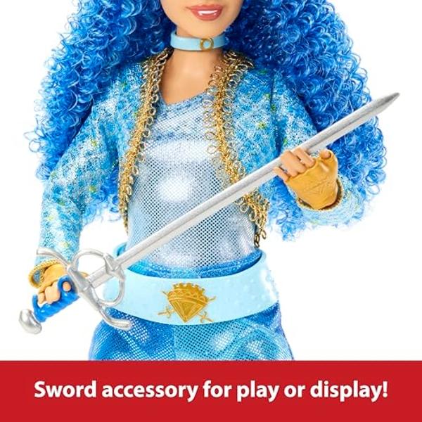 Mattel Disney Descendants: The Rise of Red Fashion Doll & Accessory, Princess Chloe Charming, Daughter of Cinderella with Movie-Inspired Clothes & Sword