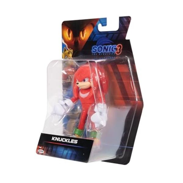 Sonic The Hedgehog Sonic 3 Movie Action Figures 5-Inch Knuckles Collector Toy Figure, Highly Articulated for Boys Girls - Officially Licensed 3 Movie Product