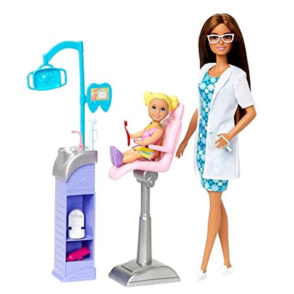 Barbie Doll & Pets, Brunette Doll with Mommy Dog, 3 Newborn Puppies with Color-Change Feature & Pet Accessories