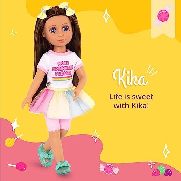 Battat Glitter Girls 14" Doll Kika - Brown Hair, Blue Eyes, Ice Cream Outfit & Accessories - Ages 3+, Pink