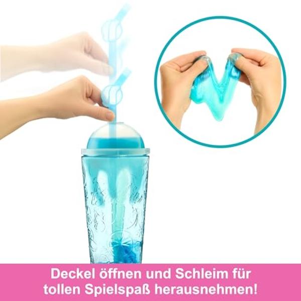 Barbie Pop Reveal Doll & Accessories, Fruit Punch Scent with Blue Hair, 8 Surprises Include Slime, Color Change & Puppy