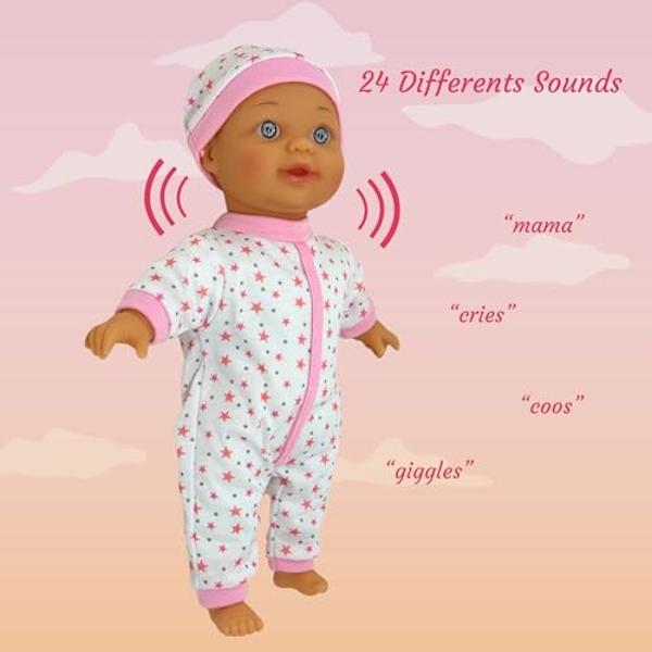 12 Inch Talking Baby Dolls for 3 Year Old Girls - Soft Body Interactive Baby Doll for Kids That Can Talk, Cry, Sing and Laugh - Makes 24 Cute Sounds