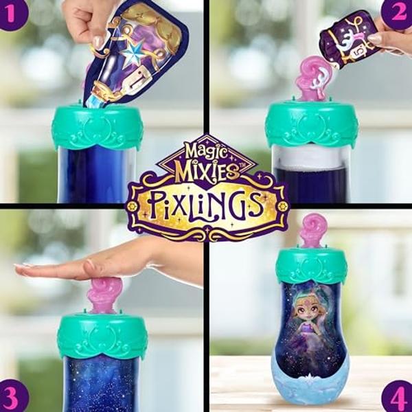 Magic Mixies Pixlings Deluxe Pack, Deerlee The Deer, Shimmer Reveal, Create & Mix Potion That Magically Reveals 6.5" Pixling Doll Inside Potion Bottle - Exclusive Mini Mixies & 6 H