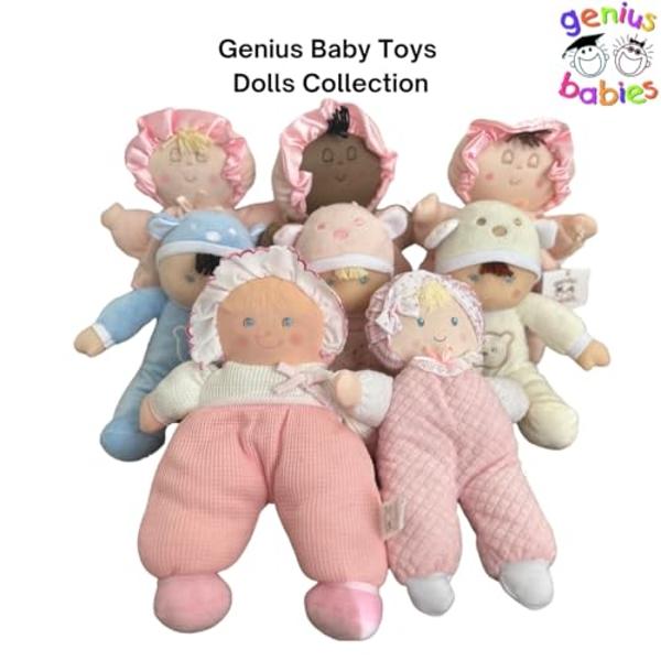 Genius Baby Toys Cuddly Squishy Soft Doll - Pink Thermal Baby First Dolls for Infants - My First Dolly, Classic Vintage Design - Perfect as a Lovey
