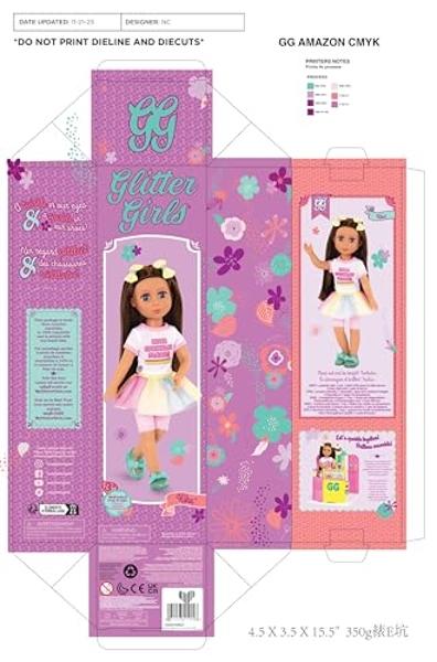 Battat Glitter Girls 14" Doll Kika - Brown Hair, Blue Eyes, Ice Cream Outfit & Accessories - Ages 3+, Pink