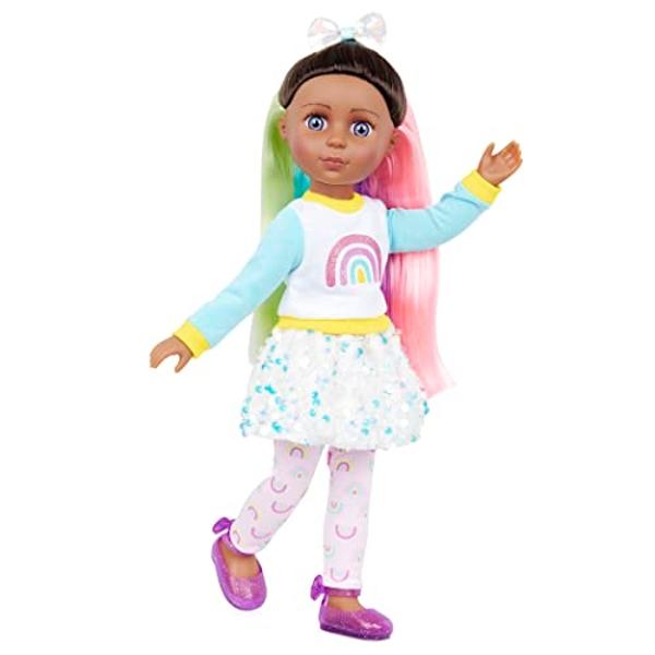 Glitter Girls – 14-inch Fashion Doll – Multicolored Hair & Blue Eyes – Rainbow Outfit with Glitter Shoes & Bow – Bendable Arms & Legs – Kids 3 Years + – Torrei