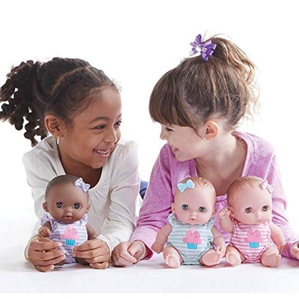 JC Toys Lil Cutesies 8.5" All Vinyl Baby Doll | Posable and Washable | Removable Outfit | Lulu- Blue Eyes Ages 2+