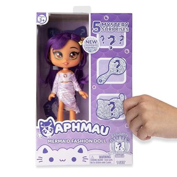 Aphmau Fashion Doll & Accessories Mermaid, 5 Mystery Surprise Toys, Exclusive Glitter MeeMeows Mini Figure, Official Merch