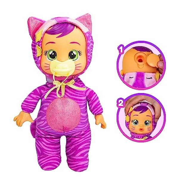 Cry Babies Tiny Cuddles Halloween Katie - 9" Baby Dolls, Cries Real Tears, Purple and Pink Cat Themed Pajamas