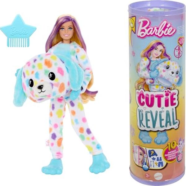Barbie Cutie Reveal Doll & Accessories, Color Dream Series Set with Rainbow Dalmation Costume & 10 Surprises Including Color Change