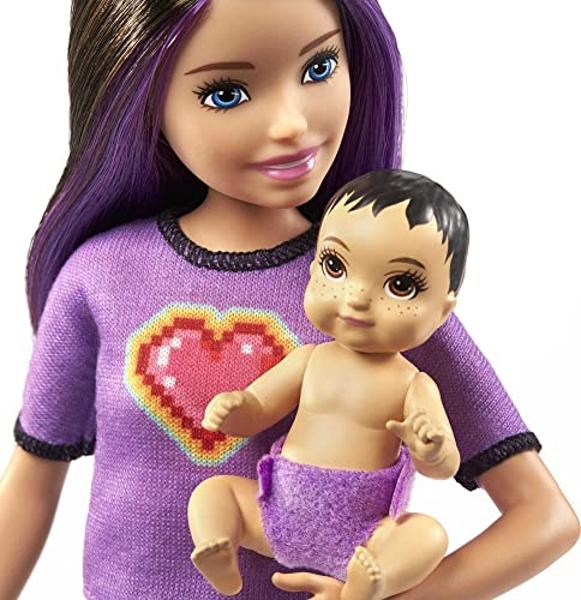 Barbie Skipper Babysitters Inc Playset with Skipper Doll in Checked Skirt, Baby Doll & 4 Themed Accessories