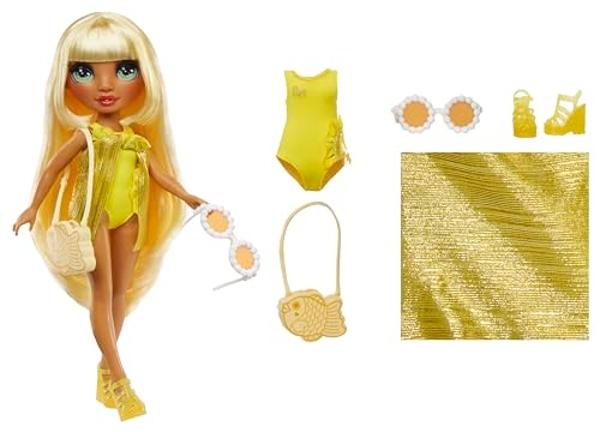 Rainbow High Swim & Style Sunny - Yellow 11" Blonde Fashion Doll with Shimmery Wrap to Style 10+ Ways, Swimsuit, Sandals, Fun Play Accessories, Great Toy Gift for Girls Ages 4-12 Y